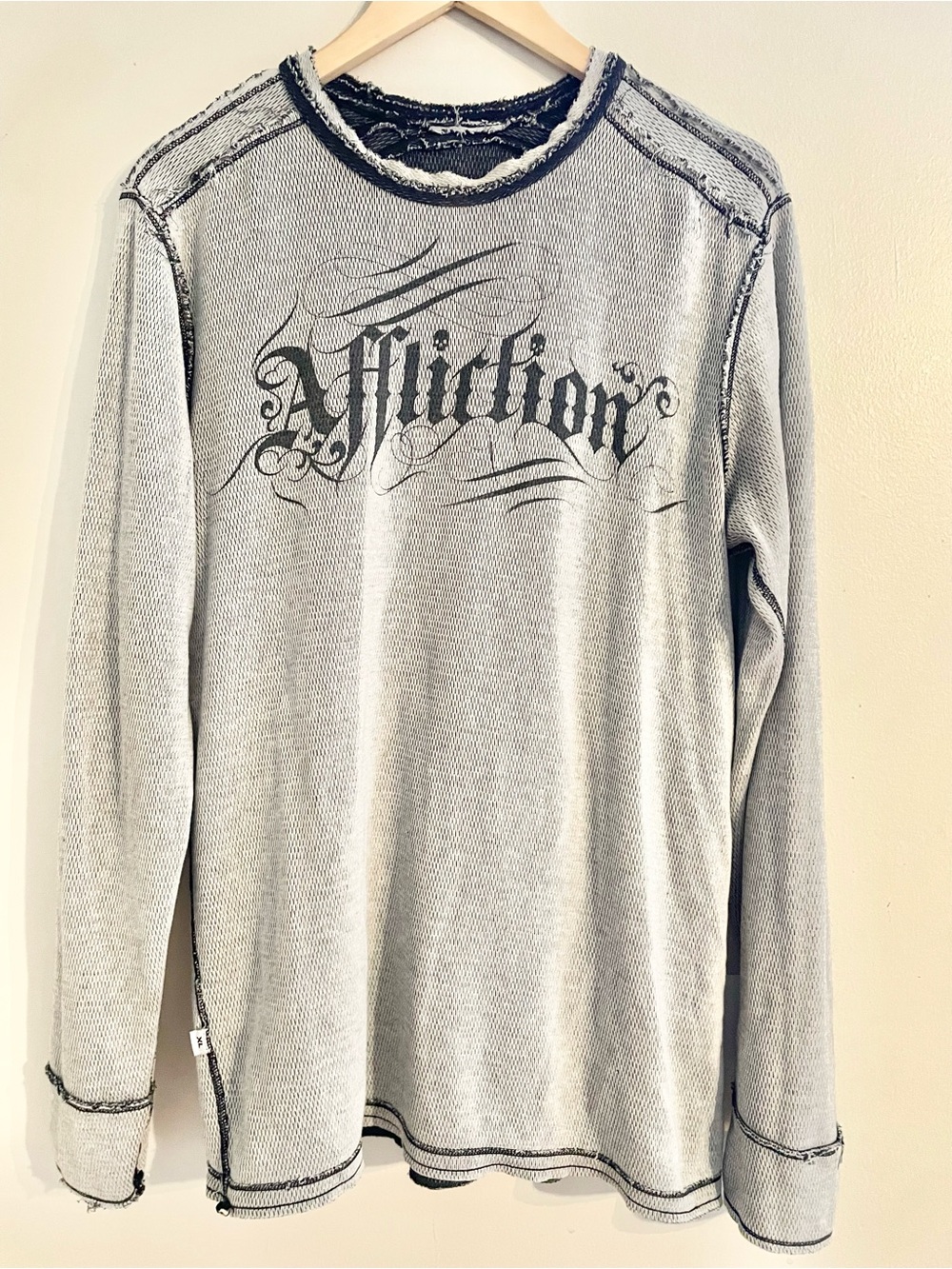 Vtg Y2K Affliction Angel Wings Cross Men’s Long Sleeve Dbl Side Thermal Shirt XL - Picture 7 of 13
